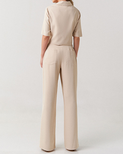 Conjunto blazer cropped e calça pantalona alfaiataria feminina Clarinete