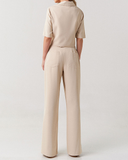 Conjunto blazer cropped e calça pantalona alfaiataria feminina Clarinete