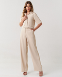 Conjunto blazer cropped e calça pantalona alfaiataria feminina Clarinete