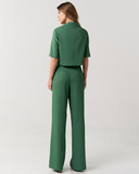 Conjunto blazer cropped e calça pantalona alfaiataria feminina Clarinete