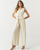 Conjunto calça pantalona e blusa peplum alfaiataria feminina Corneta